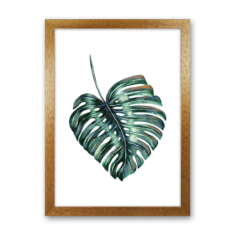 Monstera Leaf Full Modern Print, Framed Botanical & Nature Art Print Oak Grain