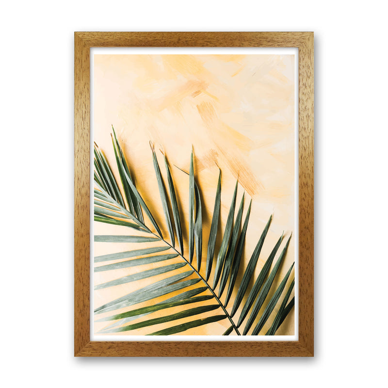 Palm Leaf Yellow Modern Print, Framed Botanical & Nature Art Print Oak Grain
