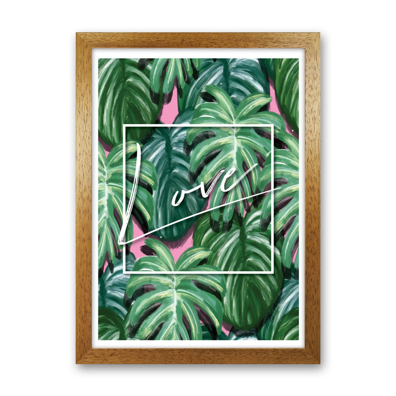 Love Green Leaves Modern Print, Framed Botanical & Nature Art Print Oak Grain