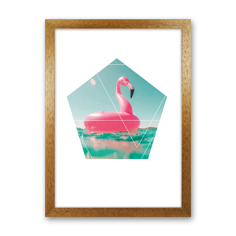 Pink Flamingo Inflatable Modern Print Oak Grain