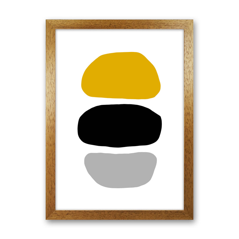 Mustard And Black Abstract Stones 2 Art Print by Pixy Paper Oak Grain