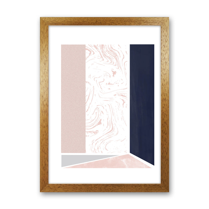 Navy And Marble Pink 2 Art Print by Pixy Paper Oak Grain