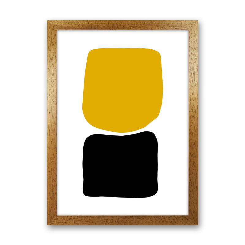 Mustard And Black Abstract Stones 3 Art Print by Pixy Paper Oak Grain