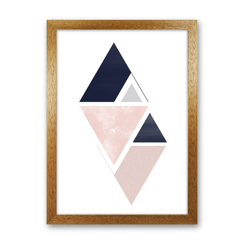Navy And Marble Pink 3 Art Print by Pixy Paper Oak Grain