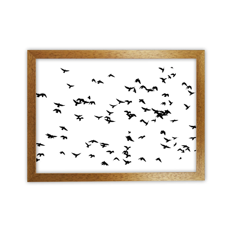 Flock Of Birds Landscape Art Print by Pixy Paper Oak Grain