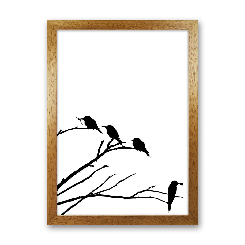 Corner Branch With Birds Art Print by Pixy Paper Oak Grain