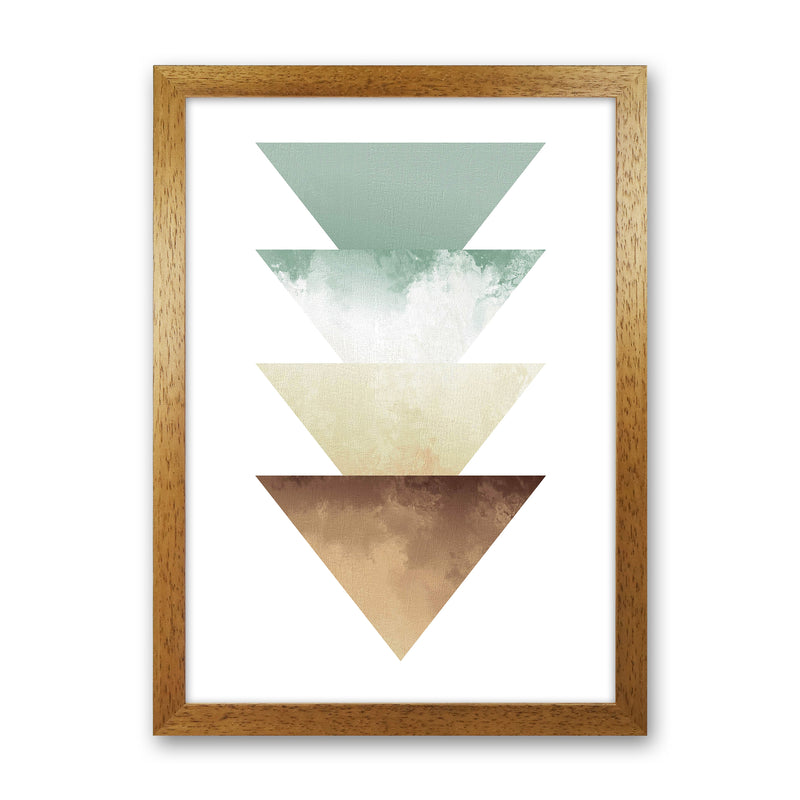 Green And Beige Watercolour Triangles Abstract  Art Print by Pixy Paper Oak Grain