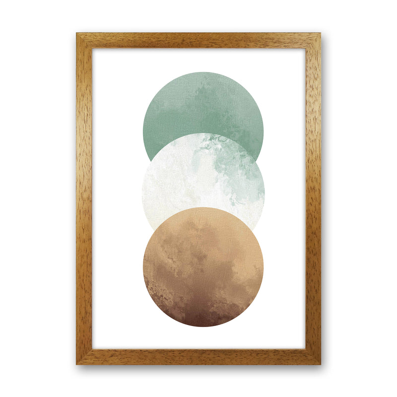 Green And Beige Watercolour Circles Abstract  Art Print by Pixy Paper Oak Grain