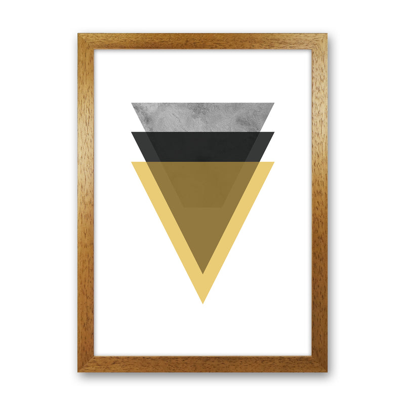 Geometric Mustard And Black Triangles  Art Print by Pixy Paper Oak Grain