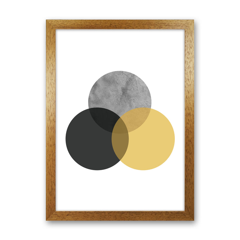 Geometric Mustard And Black Circles  Art Print by Pixy Paper Oak Grain