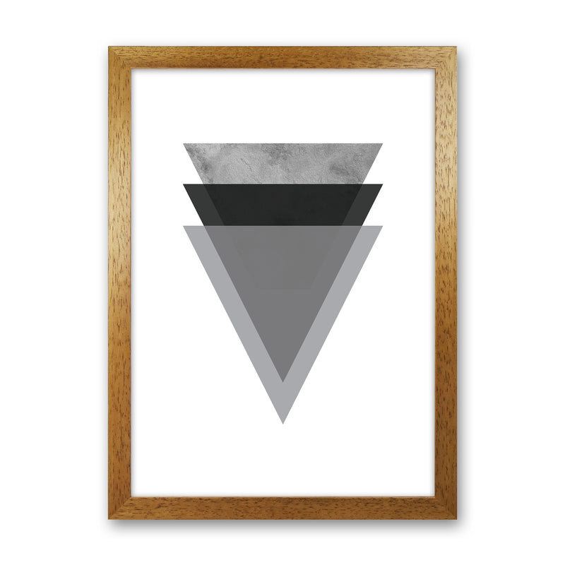 Geometric Grey And Black Triangles  Art Print by Pixy Paper Oak Grain