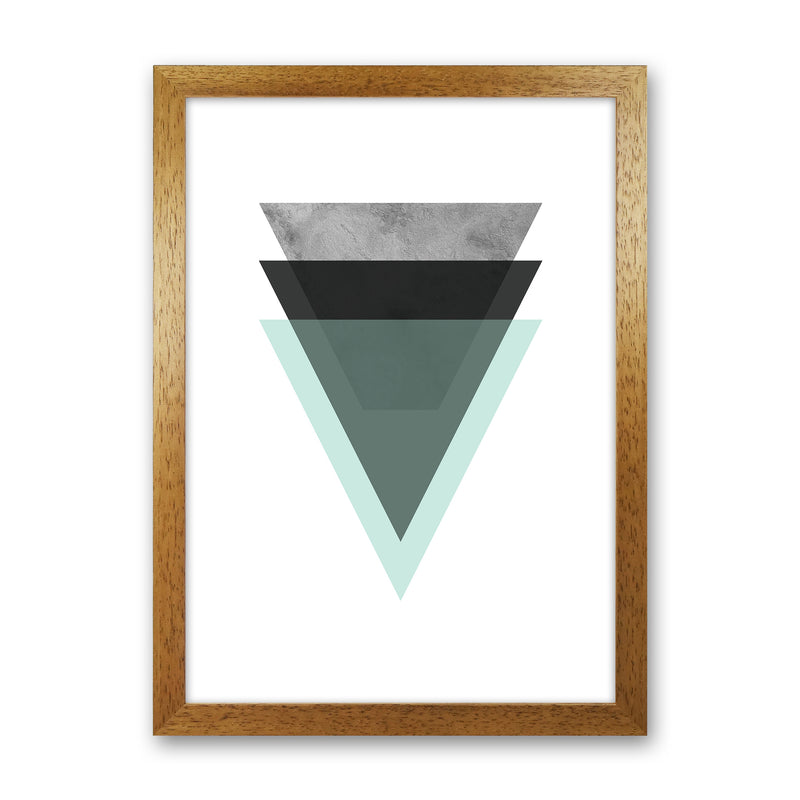 Geometric Mint And Black Triangles  Art Print by Pixy Paper Oak Grain