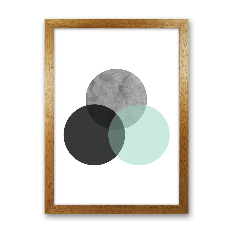 Geometric Mint And Black Circles  Art Print by Pixy Paper Oak Grain