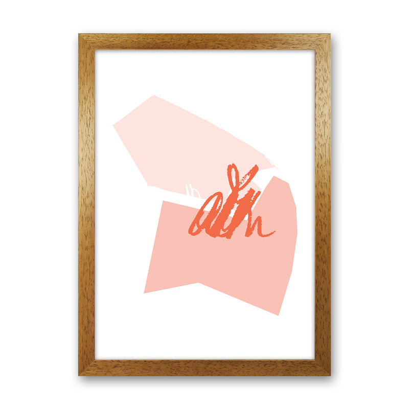 Pink And Coral Palette Shapes  Art Print by Pixy Paper Oak Grain