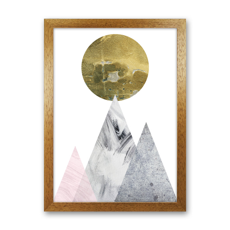 Luna Gold Moon And Mountains  Art Print by Pixy Paper Oak Grain