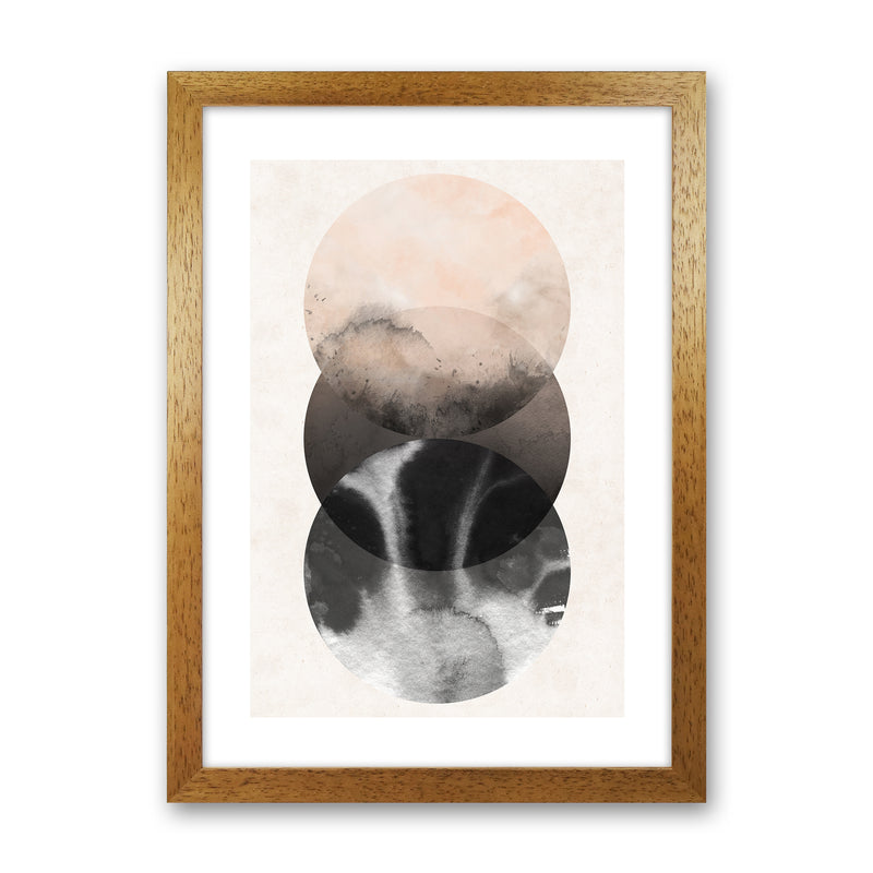Nude And Pearl Three Circles  Art Print by Pixy Paper Oak Grain