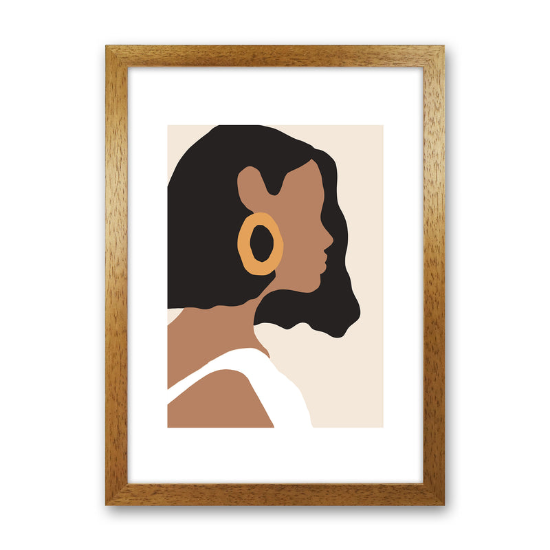 Mica Girl With Earring N6  Art Print by Pixy Paper Oak Grain