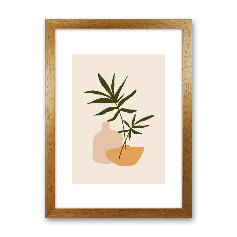Mica Plant Pots Beige N1  Art Print by Pixy Paper Oak Grain
