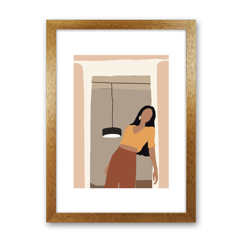 Mica Girl In Doorway N10  Art Print by Pixy Paper Oak Grain