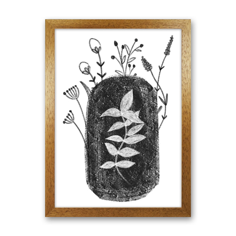 Dalia Chalk Black Floral  Art Print by Pixy Paper Oak Grain