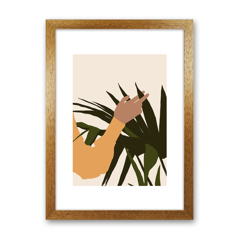 Mica Hand On Plant - N5  Art Print by Pixy Paper Oak Grain