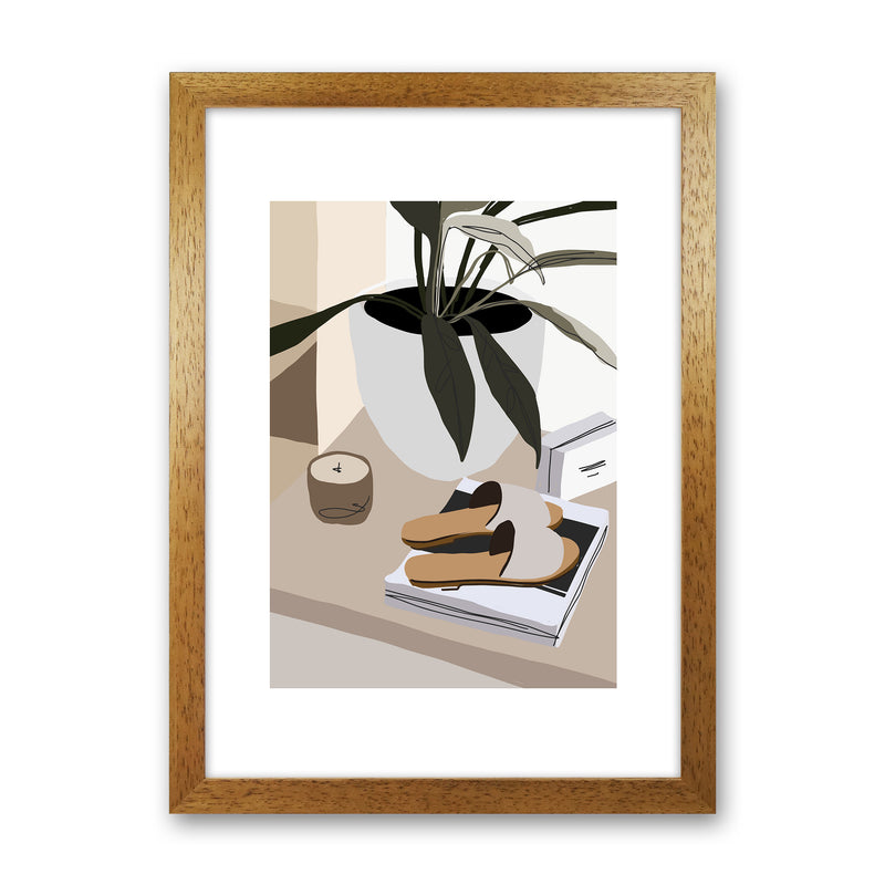 Mica Shoes And Plant N9  Art Print by Pixy Paper Oak Grain