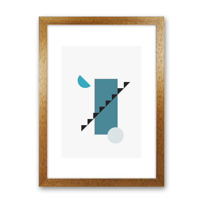 Mita Teal Abstract N11  Art Print by Pixy Paper Oak Grain