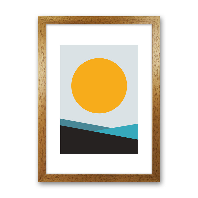 Mita Teal Big Sun N6  Art Print by Pixy Paper Oak Grain