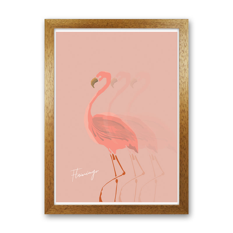 Flamingo Shadow Art Print by Pixy Paper Oak Grain