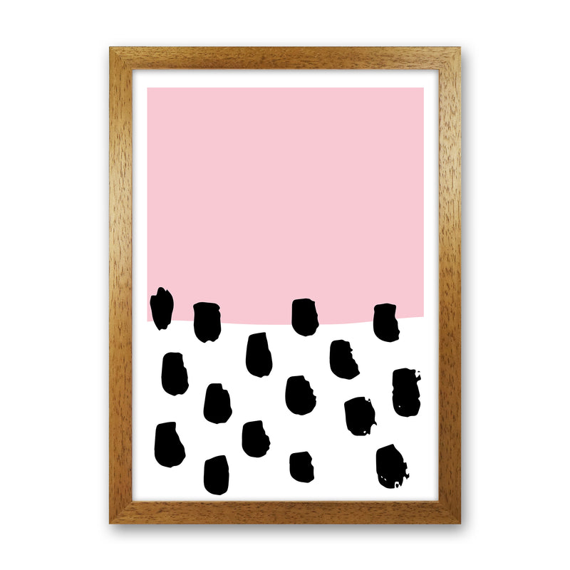 Pink Polka Neon Funk  Art Print by Pixy Paper Oak Grain