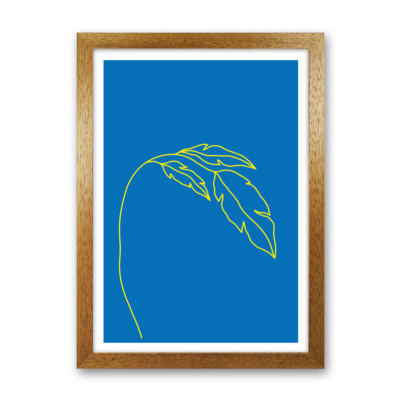 Plant Blue Neon Funk  Art Print by Pixy Paper Oak Grain