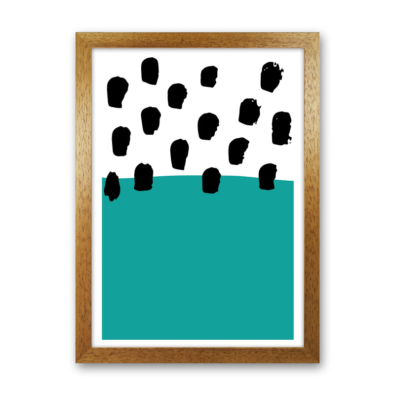 Teal Polka Neon Funk  Art Print by Pixy Paper Oak Grain