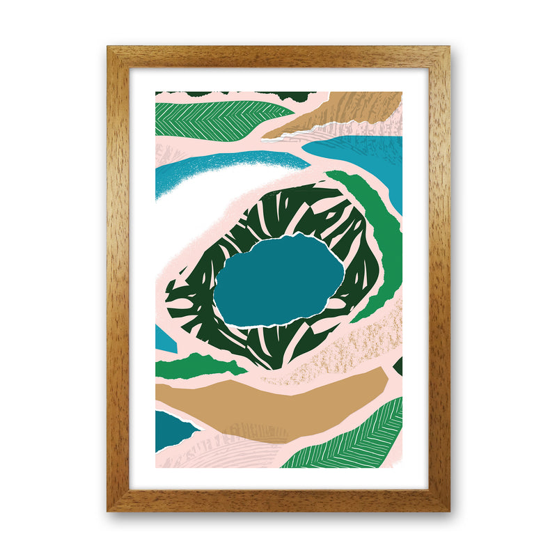 Blue Lake Jungle Abstract  Art Print by Pixy Paper Oak Grain