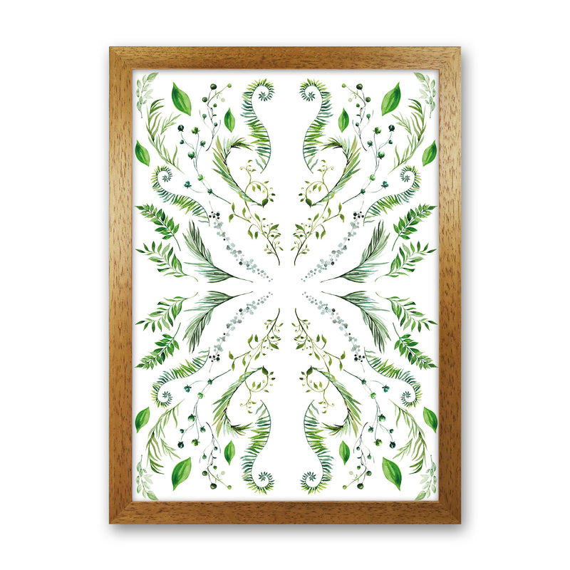 Mirrored Plants Exotic  Art Print by Pixy Paper Oak Grain