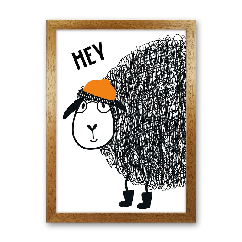 Hey Sheep Animal  Art Print by Pixy Paper Oak Grain
