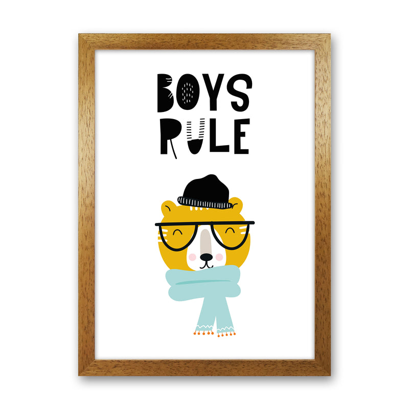 Boys Rule Animal  Art Print by Pixy Paper Oak Grain
