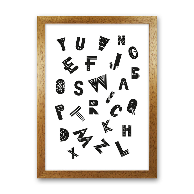 Jumbled Alphabet  Art Print by Pixy Paper Oak Grain