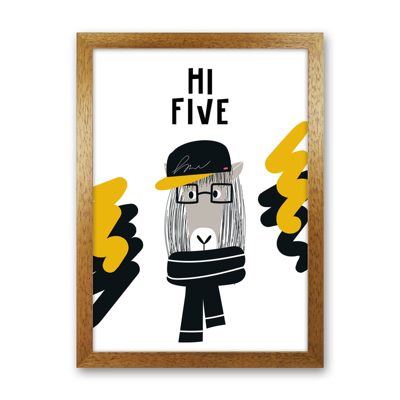 Hi Five Pop  Art Print by Pixy Paper Oak Grain