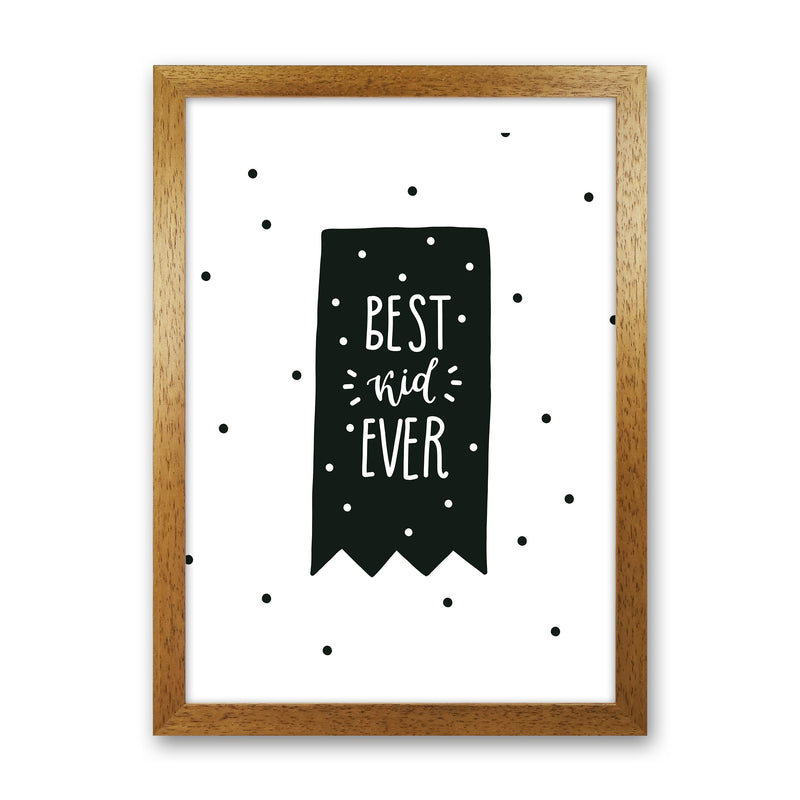 Best Kid Ever Flag Black Super Scandi  Art Print by Pixy Paper Oak Grain