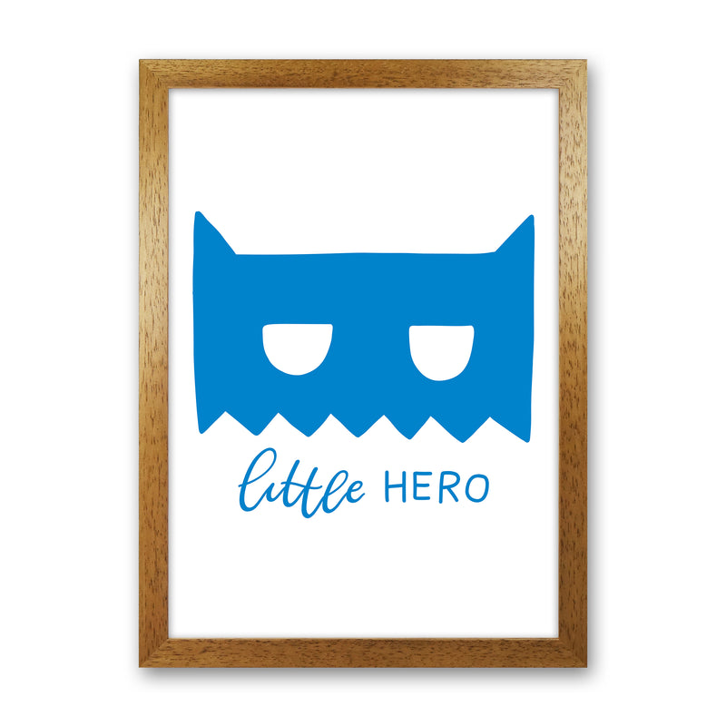 Little Hero Mask Blue Super Scandi  Art Print by Pixy Paper Oak Grain