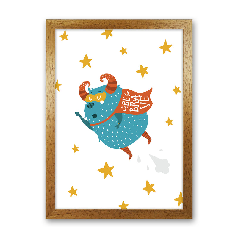 Little Monsters Flying Be Brave  Art Print by Pixy Paper Oak Grain