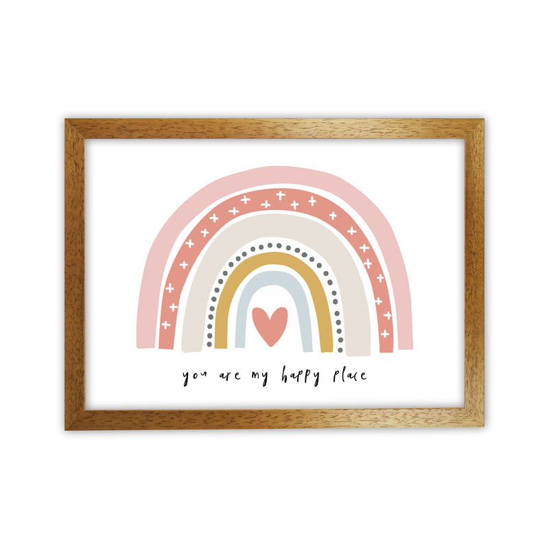 You Are My Happy Place Rainbow  Art Print by Pixy Paper Oak Grain