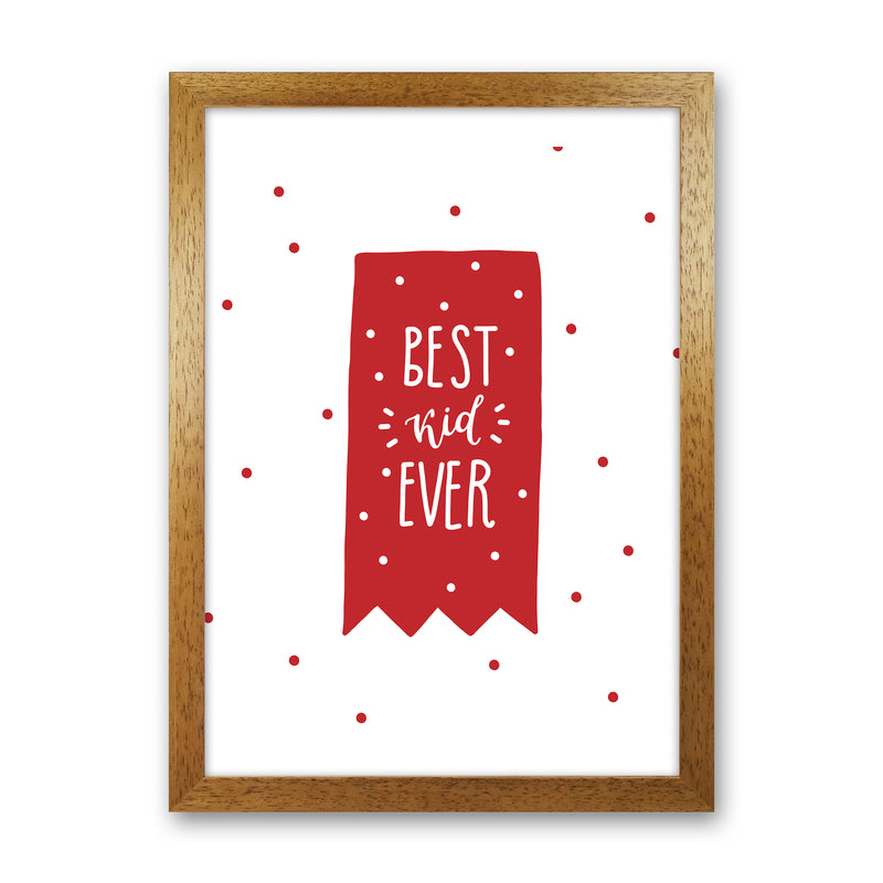 Best Kid Ever Red Super Scandi  Art Print by Pixy Paper Oak Grain