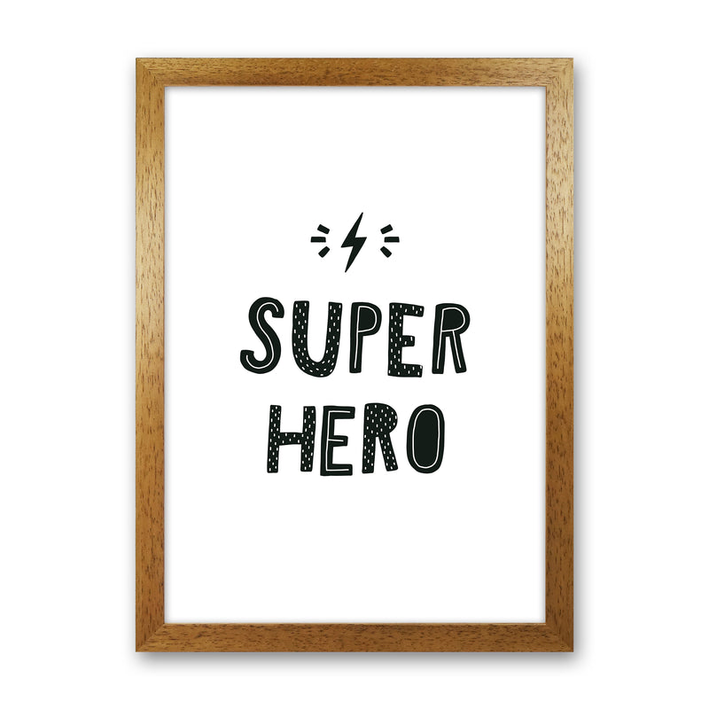 Super Hero Black Super Scandi  Art Print by Pixy Paper Oak Grain