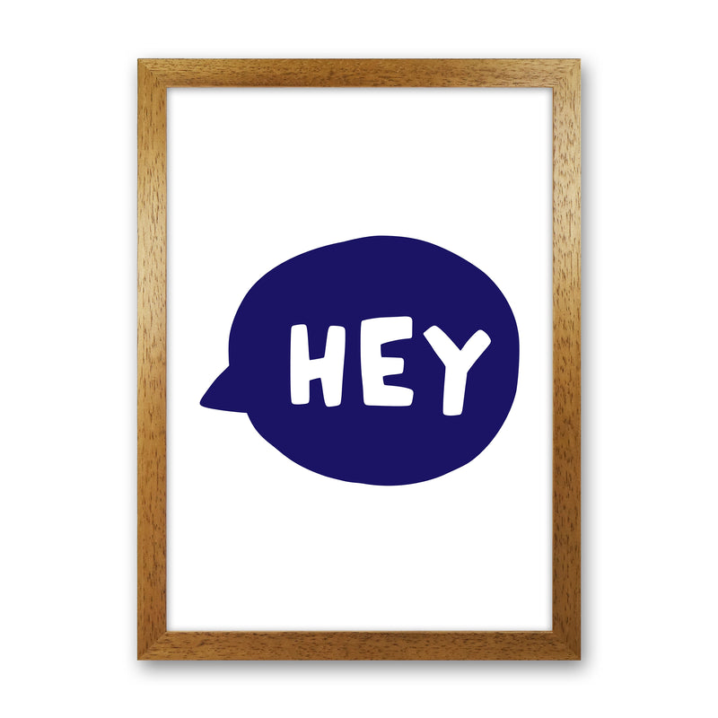 Hey Bubble Navy Super Scandi  Art Print by Pixy Paper Oak Grain