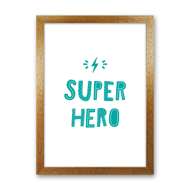 Super Hero Teal Super Scandi  Art Print by Pixy Paper Oak Grain