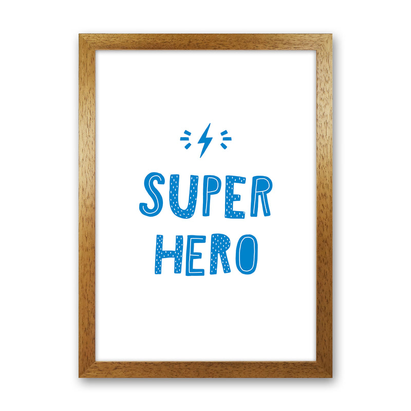 Super Hero Blue Super Scandi  Art Print by Pixy Paper Oak Grain