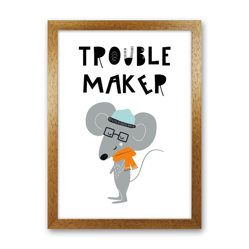 Trouble Maker Animal Pop  Art Print by Pixy Paper Oak Grain