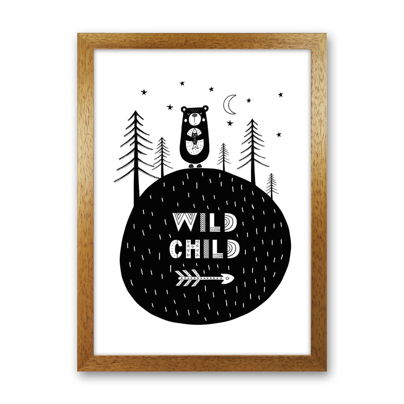 Wild Child Forest Bear  Art Print by Pixy Paper Oak Grain
