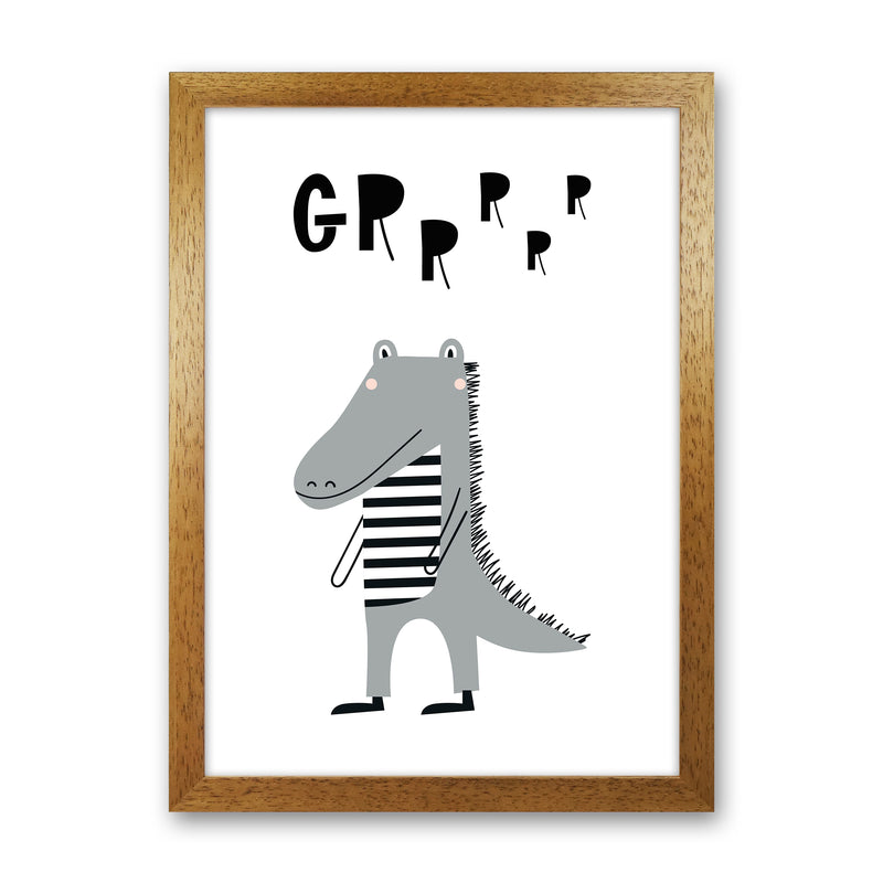 Grr Gator Animal Pop  Art Print by Pixy Paper Oak Grain